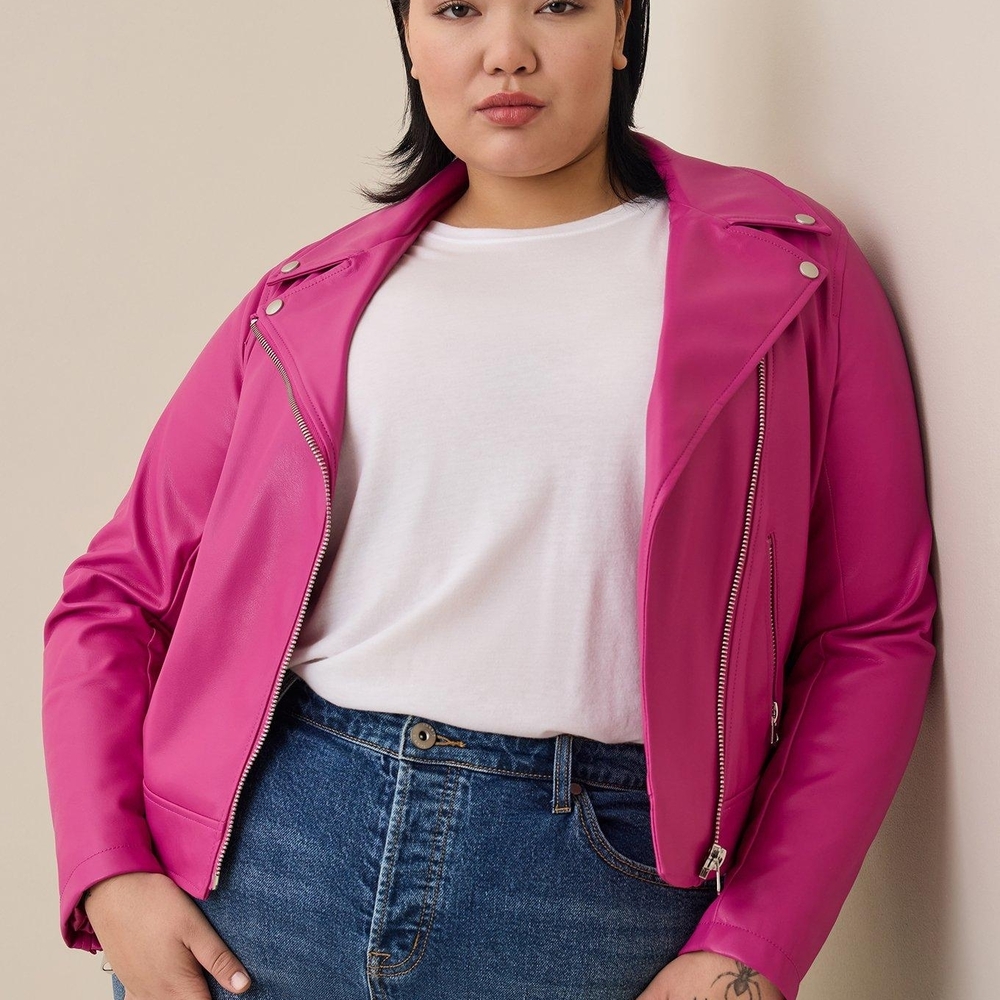 Torrid Hot Pink Faux Leather Moto Jacket